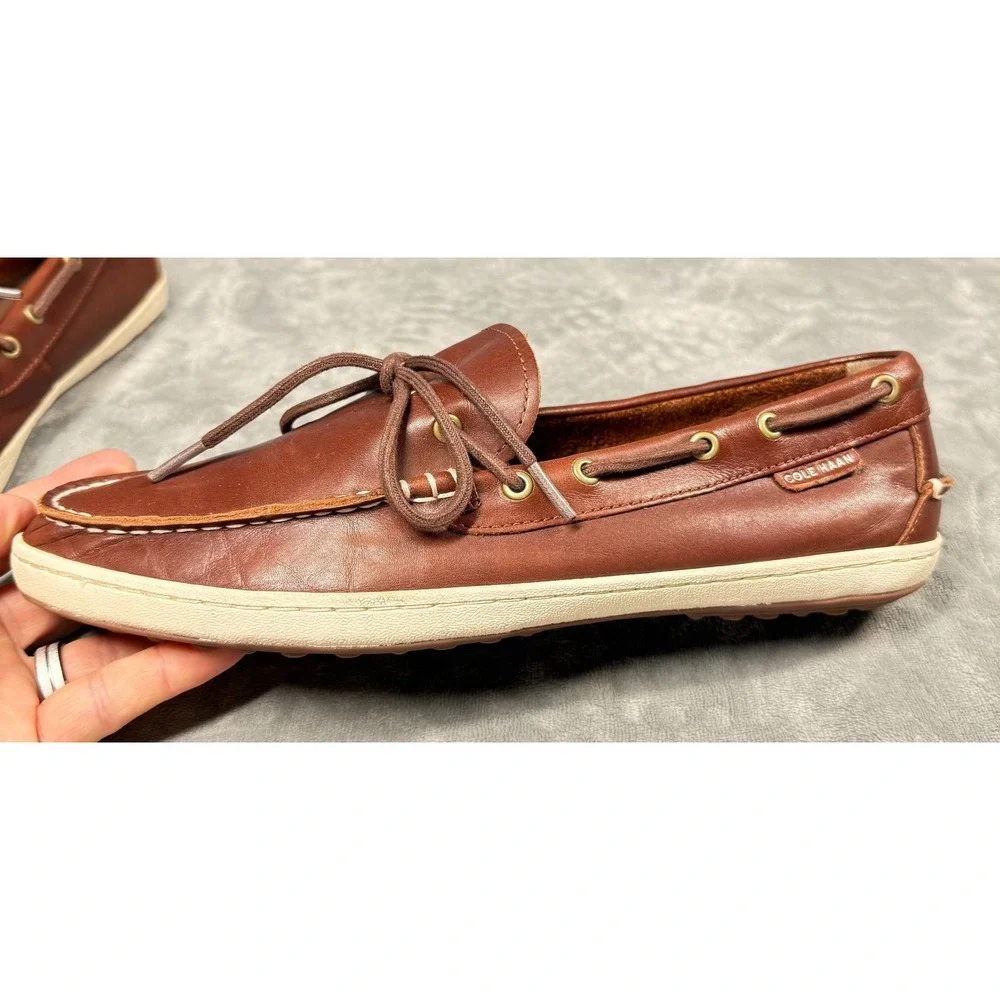 Cole Haan Boat Shoes Mens 10M Brown Leather Lace Up Deck Casual